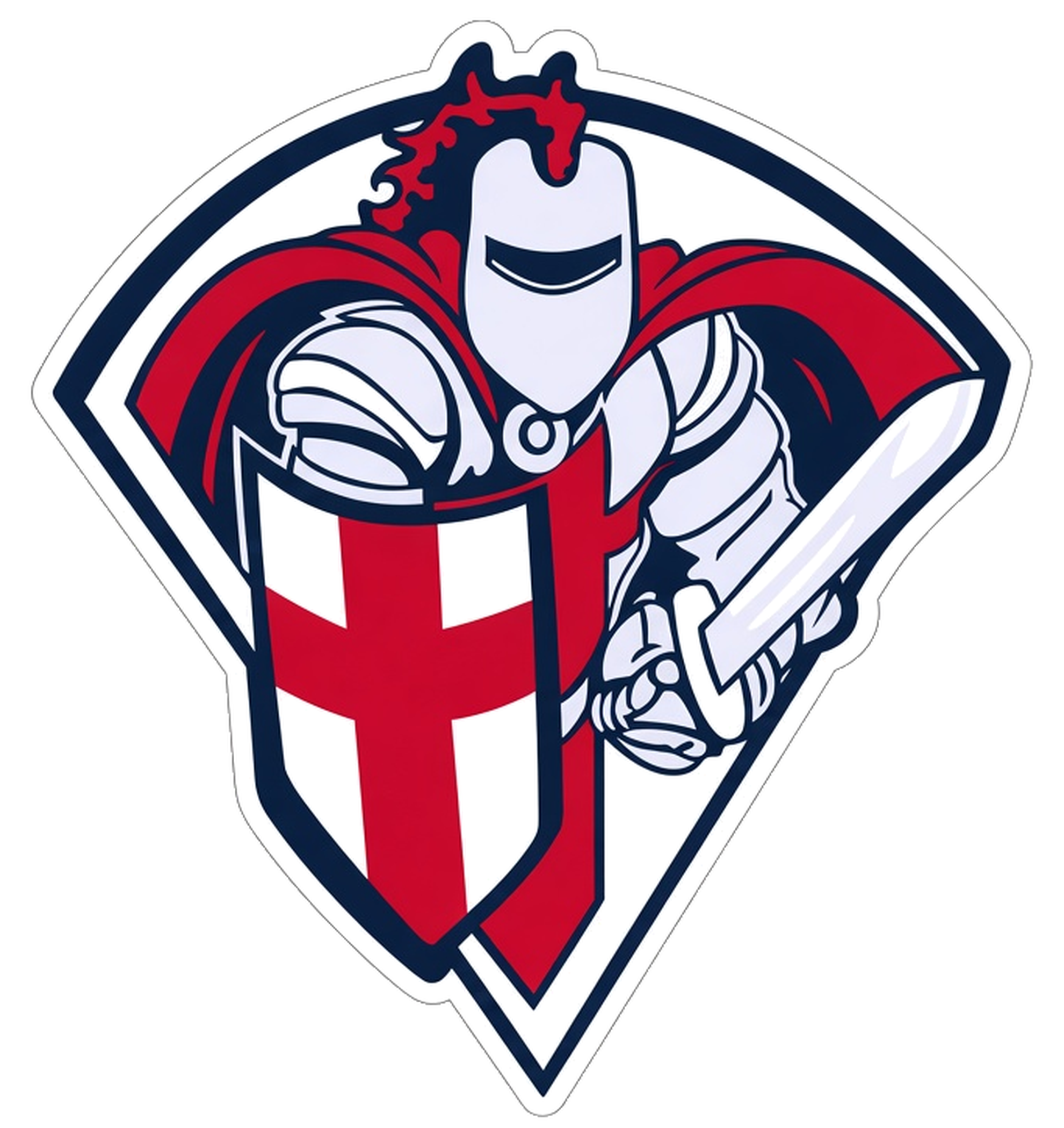 LCA knight crest with red cross shield kiss cut sticker