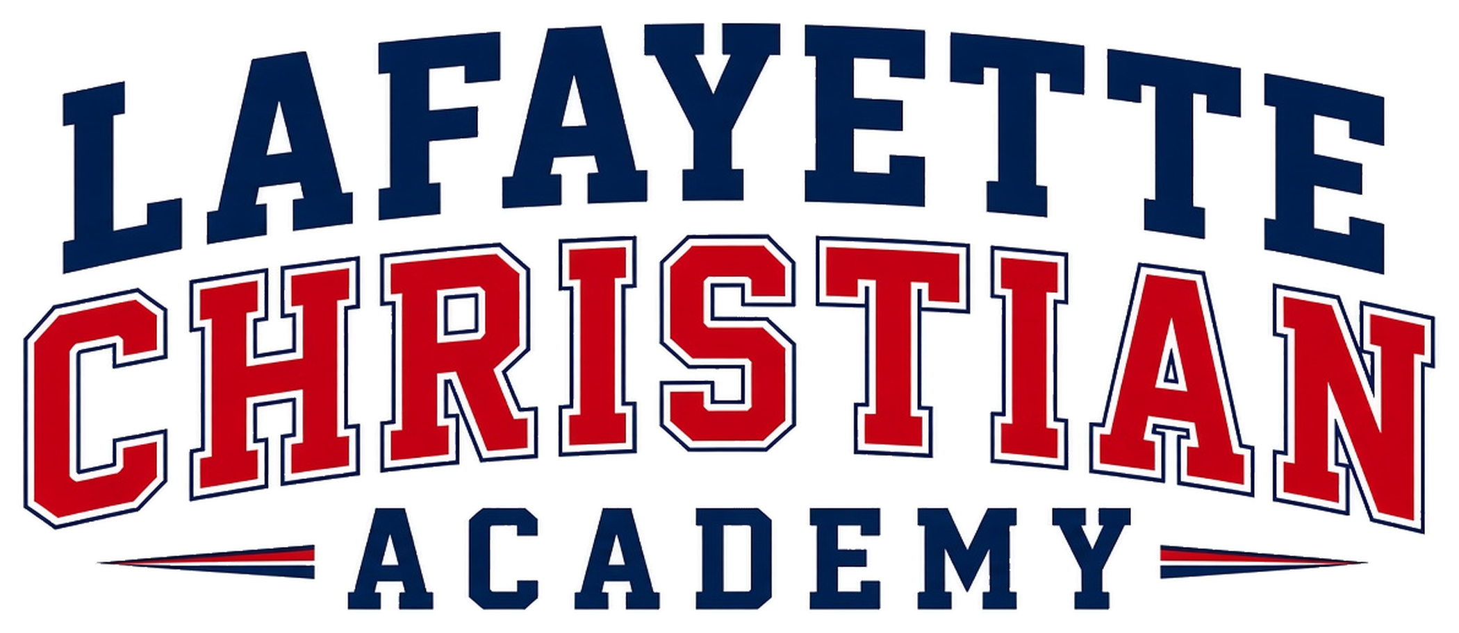 Lafayette Christian Academy arched navy and red varsity wordmark kiss cut sticker