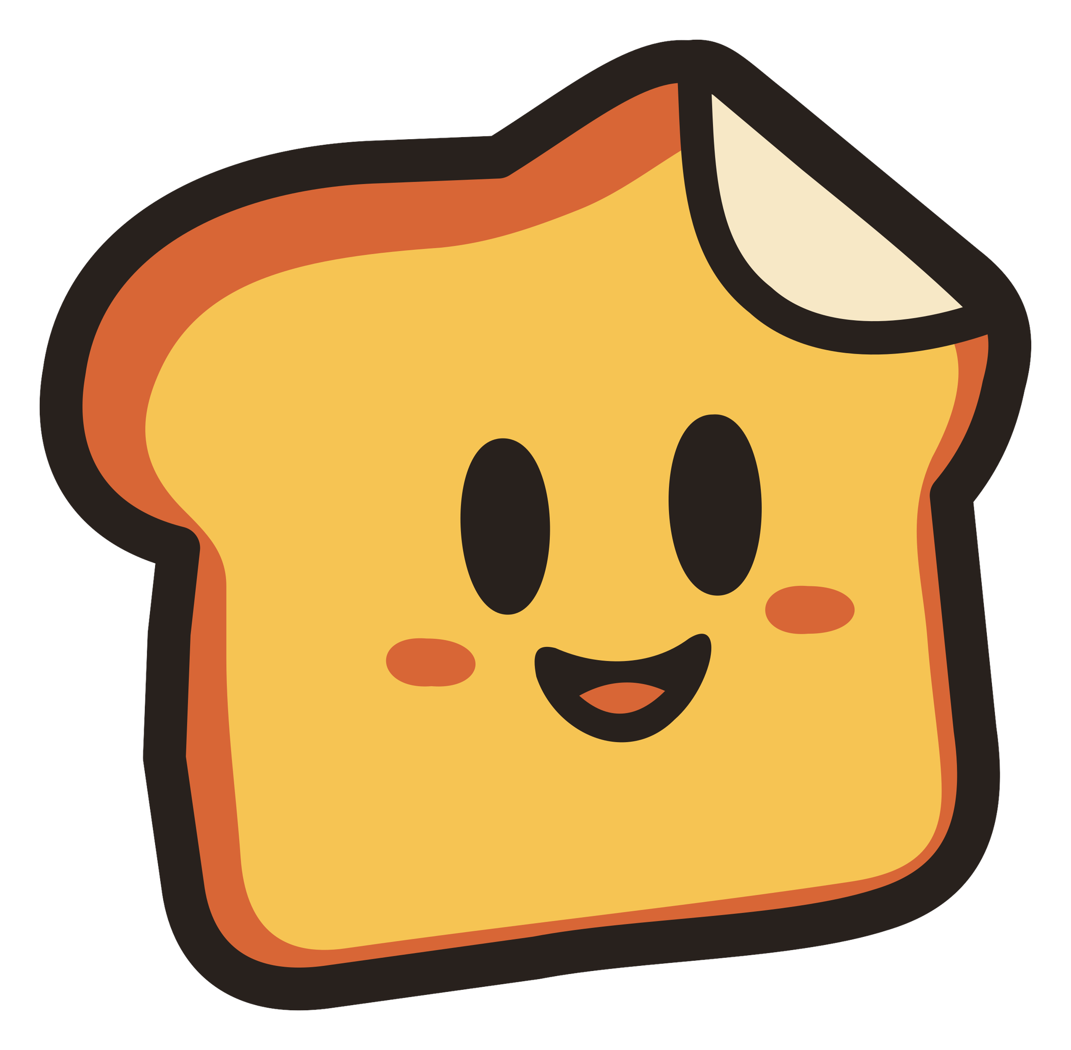 Smiling Toasty bread character.